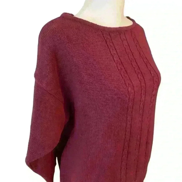 Vintage Evan Picone Turkish Wool Sweater Size L Eggplant/Plum 3/4 Sleeves Fall - Picture 2 of 8